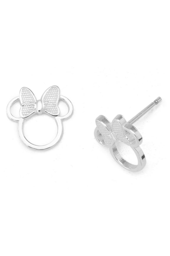 Disney Women's Minnie Stud Earrings, Sterling Silver, 0.5 in, (Includes Disney-themed Package)
