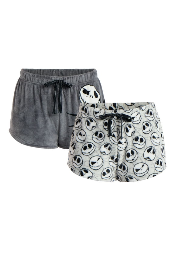 Women's Nightmare Before Christmas Jack Skellington Minky Sleep Shorts, 2-Pack, Sizes XS-3X