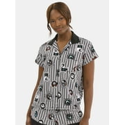 DISNEY Women's Nightmare Before Christmas Printed Notched Top and Shorts Pajama Set, 2-Piece, Sizes XS-3X