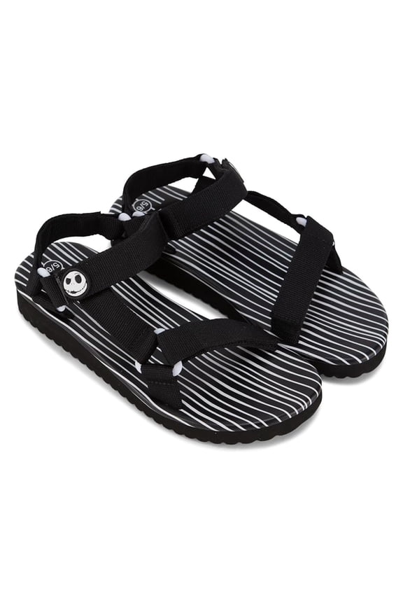 Women's Nightmare Before Christmas Slippers, Double Strap Slip-on Sandals Black– 7/8