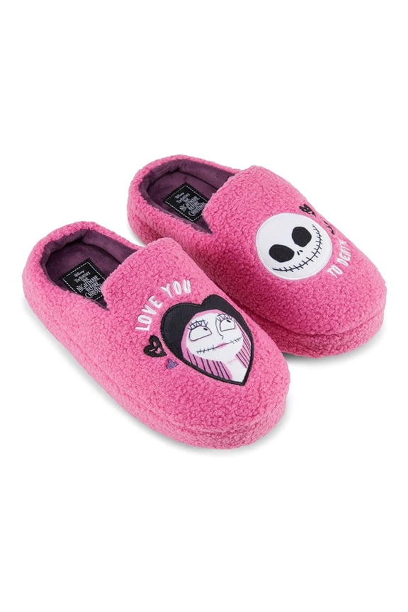 Women’s Nightmare Before Christmas Slippers, Printed Jack Skellington Slip-On Indoor Slippers Pink – 11/12