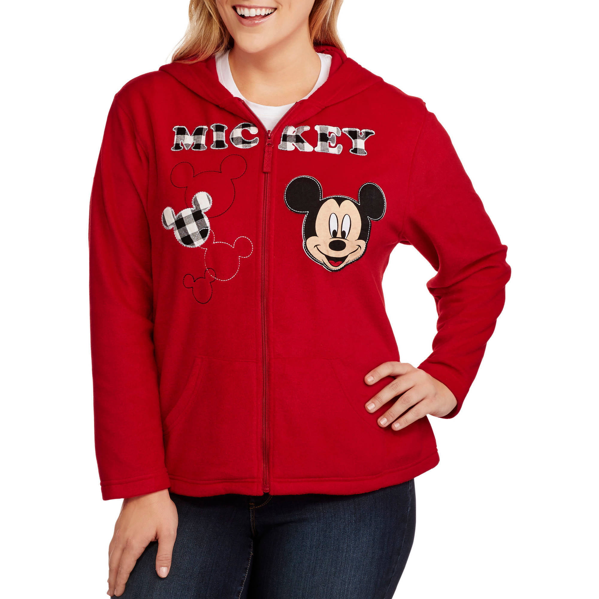 Disney Womens Plus Size Mickey Mouse Fleece Long Sleeve All-Over Sweatshirt