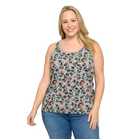 Disney Women's Plus Size Minnie Mouse Tank Top Shirt All-Over Print Red