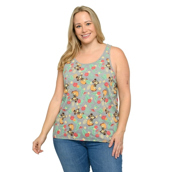 Disney Women’s Plus Size Minnie Mouse Tropical Hula Hawaiian Tank Top – 4X Only