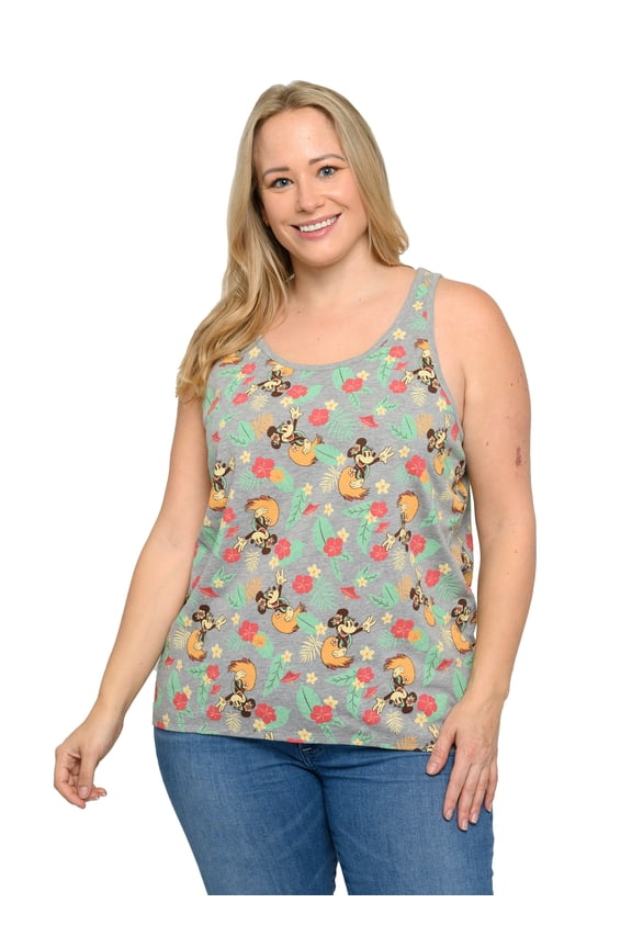 Women’s Plus Size Minnie Mouse Tropical Hula Hawaiian Tank Top – 4X Only