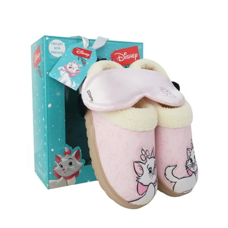 Disney Women's Slippers with Sleep Mask Holiday Gift Set 2 Piece Set