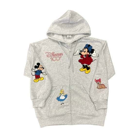 Disney Women's Soft Full Zip Long Sleeve Sweatshirt Jacket Hoodie (Heather Grey, XL)