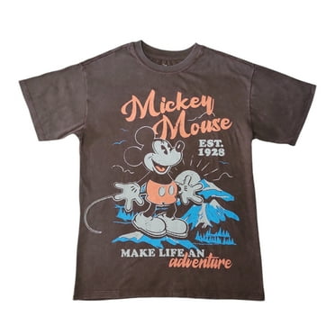 Disney Women's Soft Short Sleeve Graphic Print T-Shirt (Brown Mickey Mouse, XS)