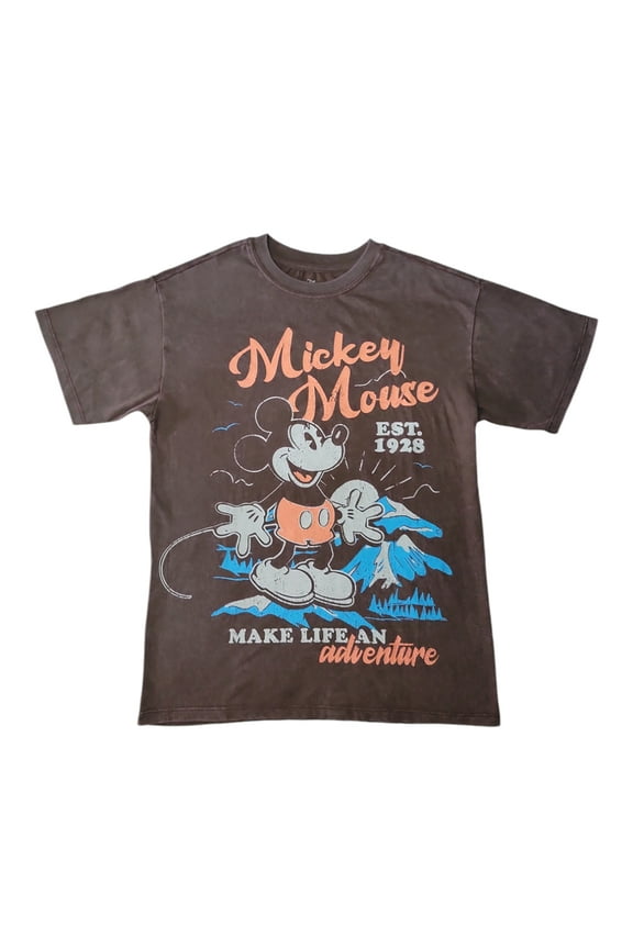 Women's Soft Short Sleeve Graphic Print T-Shirt (Brown Mickey Mouse, XS)