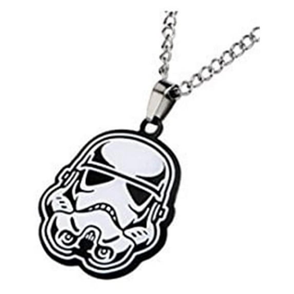Disney Women's Stainless Steel Enamel Etched Stormtrooper Pendant, 18 Chain