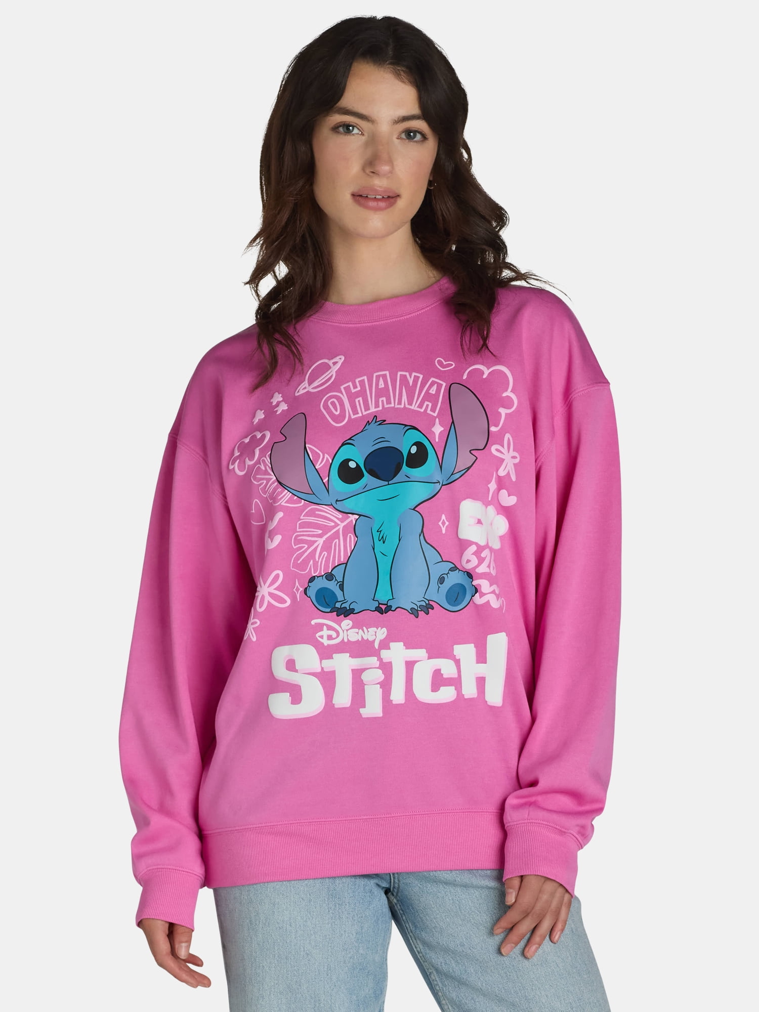 Disney Women's Stitch Pullover Sweatshirt, XXS-XXL, Cozy Fleece