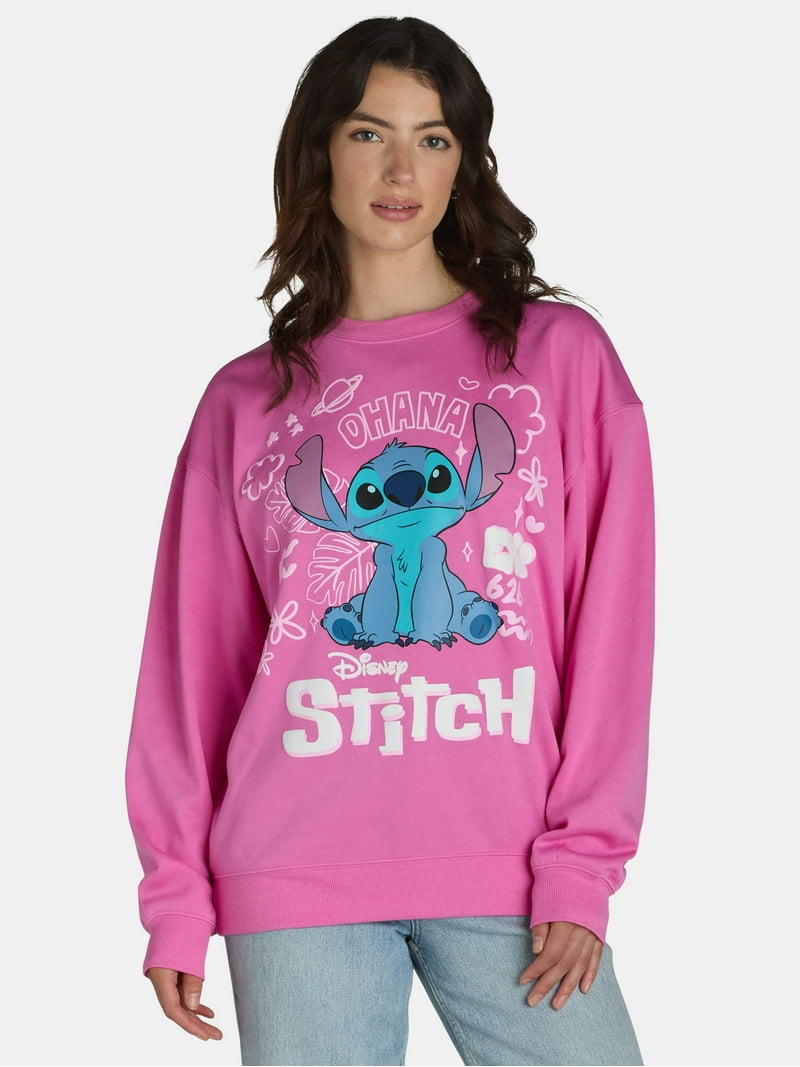 Disney Women's Stitch Pullover Sweatshirt, XXS-XXL, Cozy Fleece