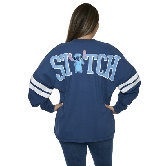 Disney Women's Stitch Long Sleeve Sweatshirt Jersey Blue Hockey Style