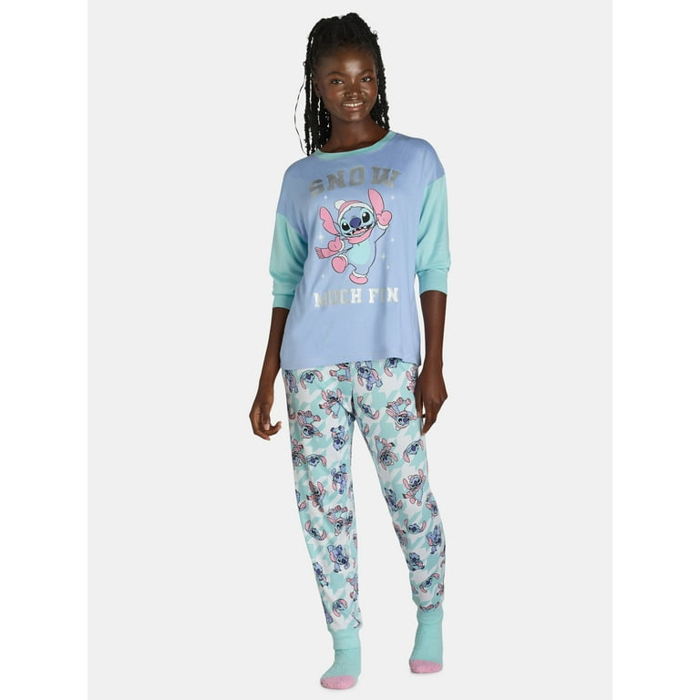 Disney Women s Stitch Lounge Top and Pants with Socks Set 3 Piece Sizes XS 3X