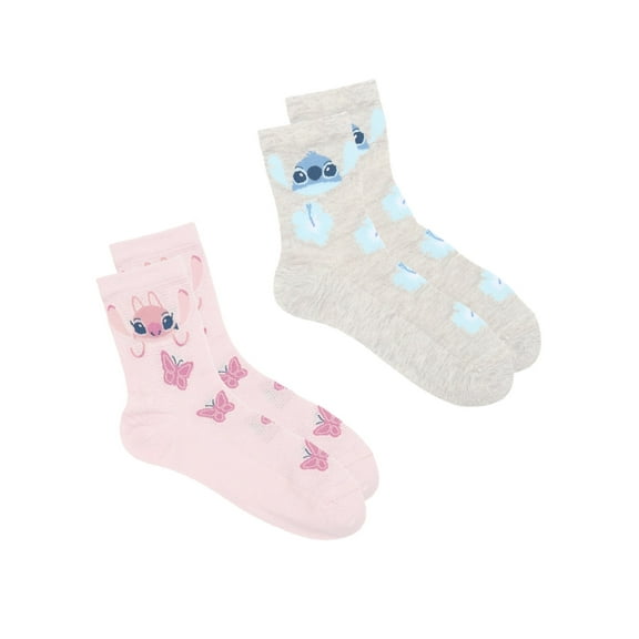 Disney Women's Stitch Mid Crew Socks, 2-Pack
