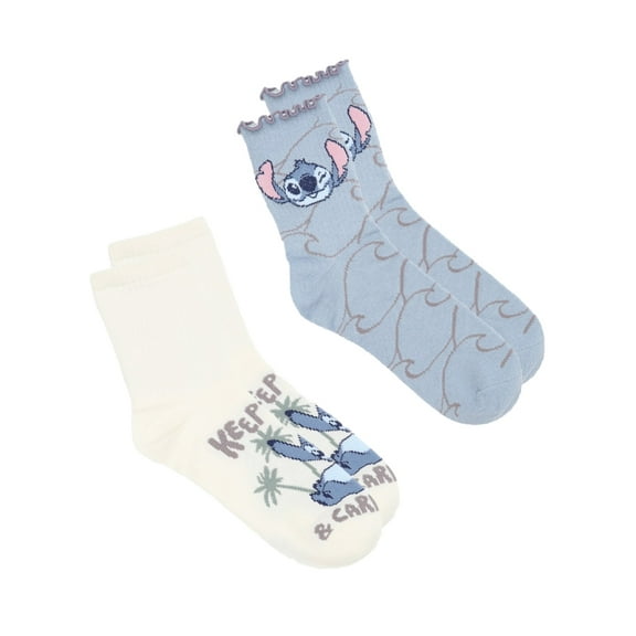 Disney Women's Stitch Mid Crew Socks, 2-Pack