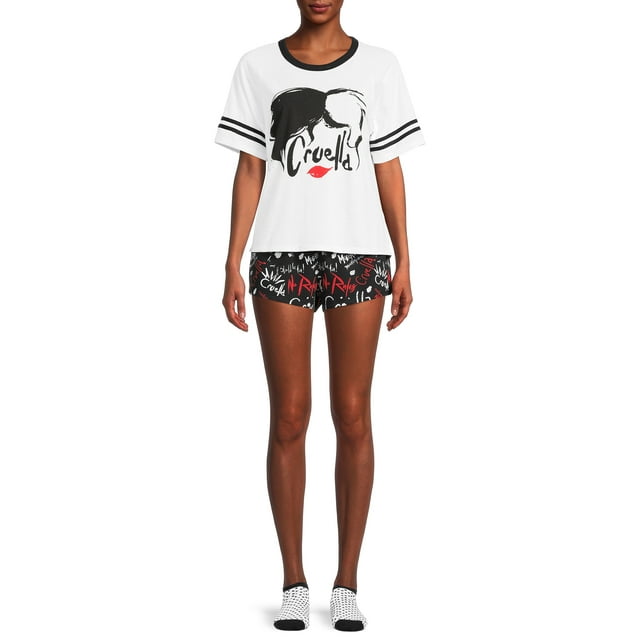 Disney Women's T-Shirt, Sleep Shorts and Socks, 3-Piece Set