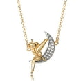 thumbnail image 1 of Disney Women's Two Tone Sterling Silver CZ Tinkerbell Necklace, 18", 1 of 4