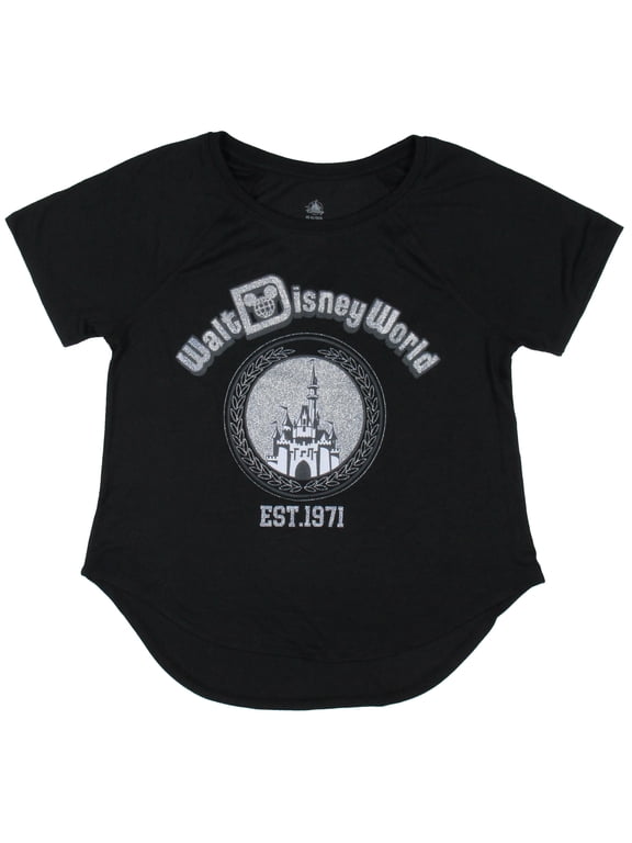 Disney Women's Walt Disney World Glitter Logo High-Low Hem Adult T-Shirt