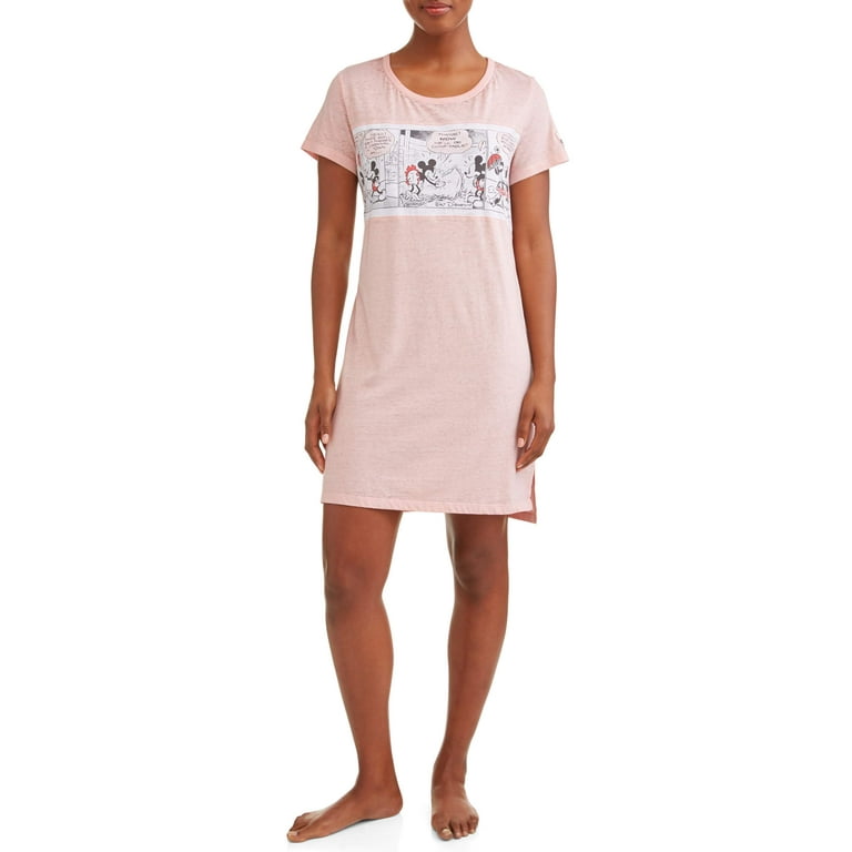 Disney Women s and Women s Plus Mickey Mouse Comic Nightshirt Pink Walmart