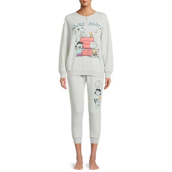 Disney Women's and Women's Plus Stitch Long Sleeve Top and Short Pajama Set 2-Piece