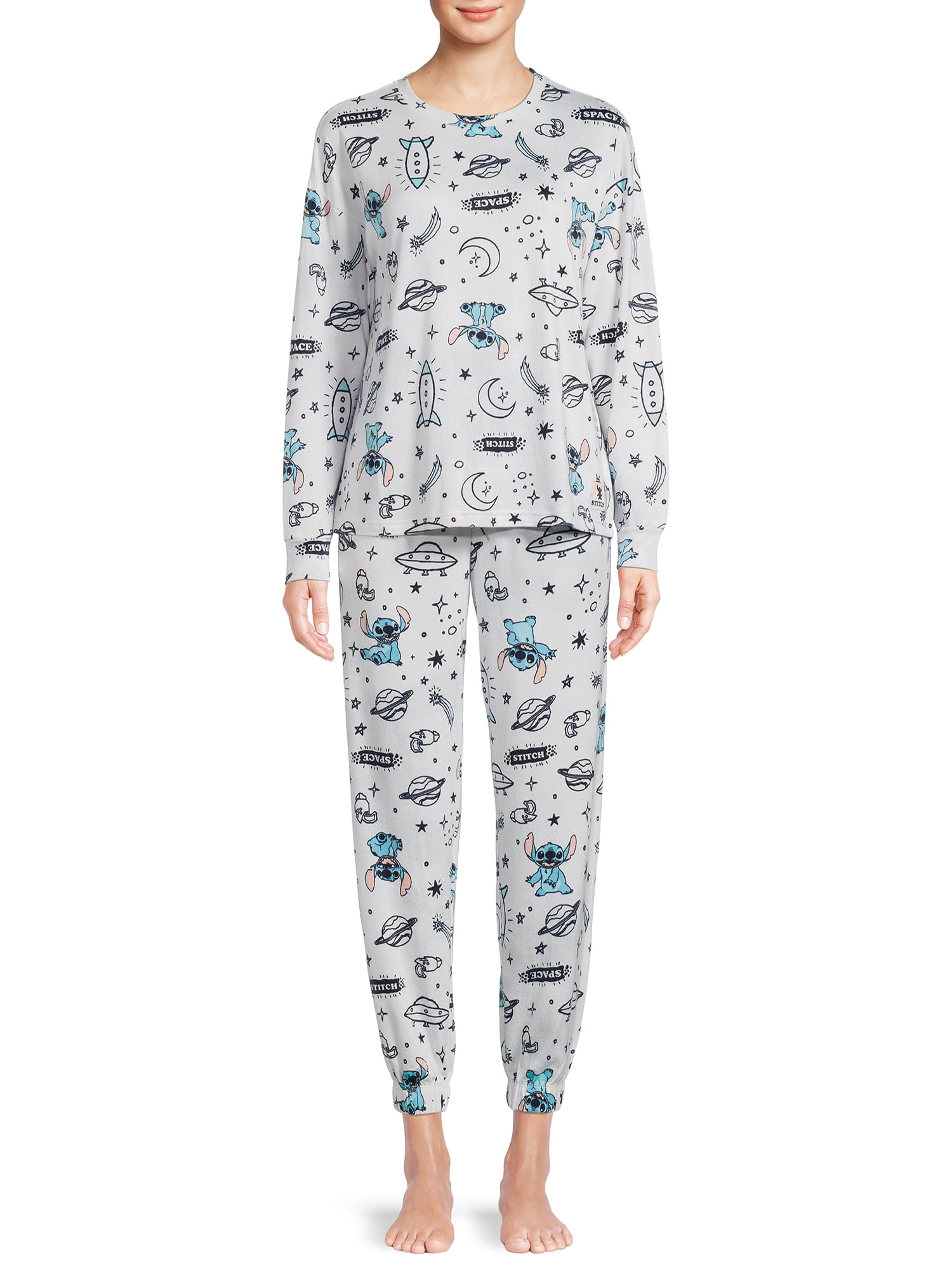 Disney Women s and Women s Plus Stitch License Long Sleeve Top and