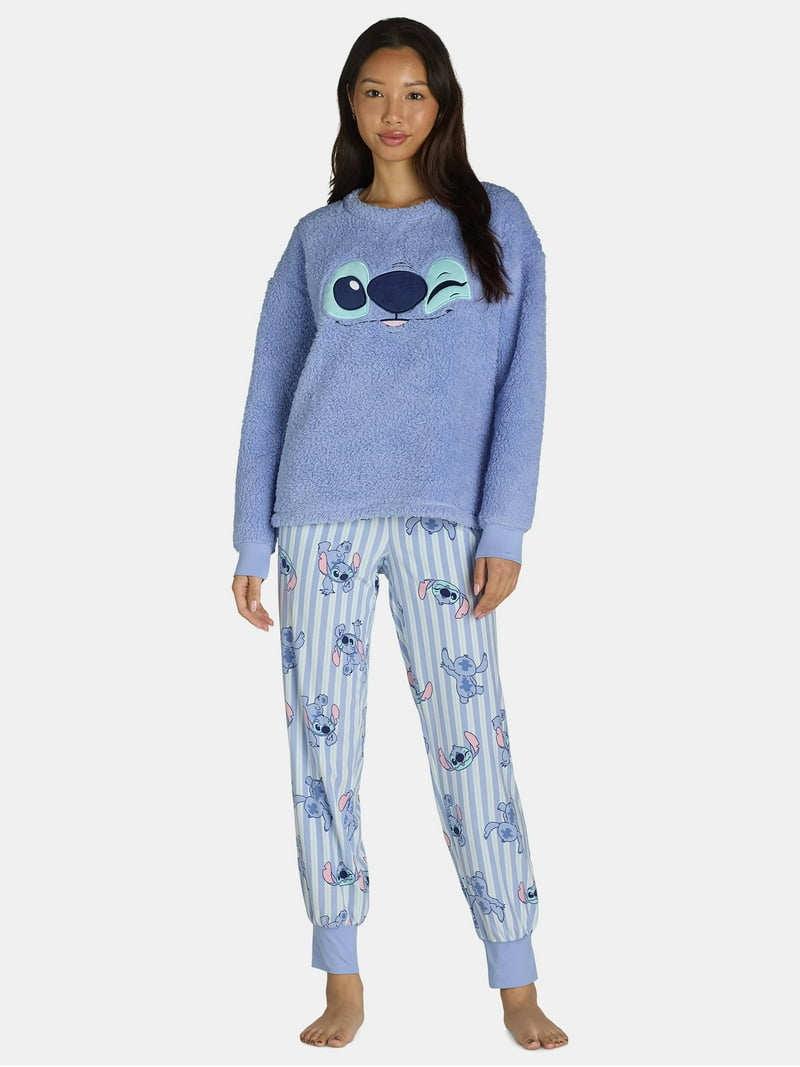 Disney Women's and Women's Plus Stitch Plush Pajama Set, 2-Piece