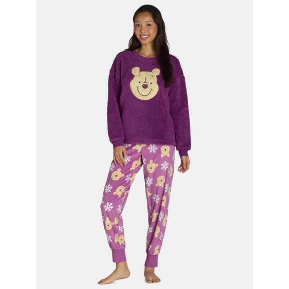 Disney Women's and Women’s Plus Winnie the Pooh Plush Pajama Set, 2-Piece, Sizes S-3X