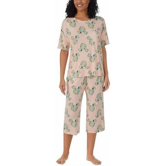 Disney Womens 2 Piece Capri Pajama Set X-Large, Mickey Mouse Pink