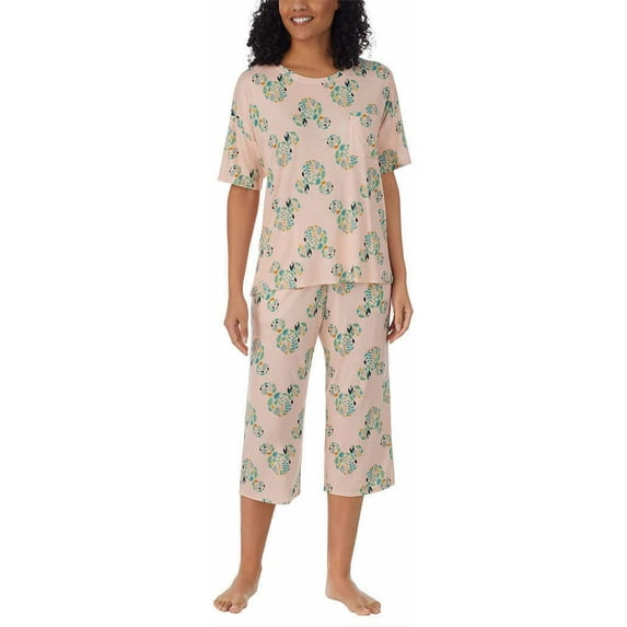 Disney Womens 2 Piece Capri Pajama Set (XX-Large, Mickey Mouse Pink)