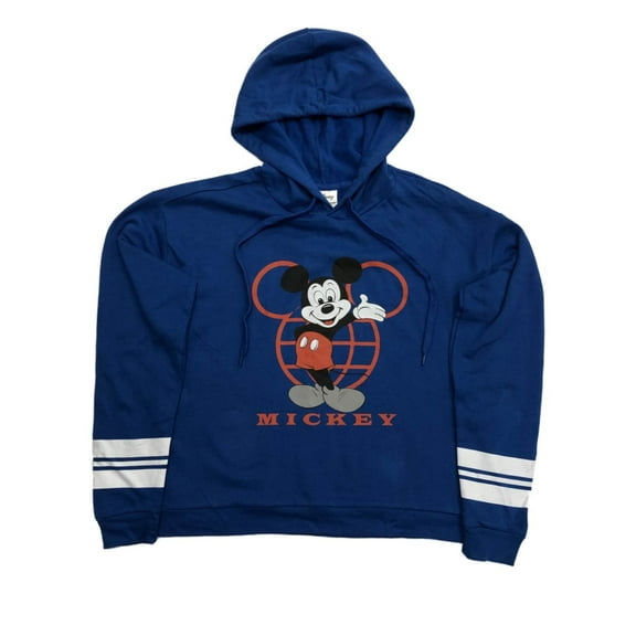 Disney Womens Blue Mickey Mouse Hoodie Sweatshirt X-Small