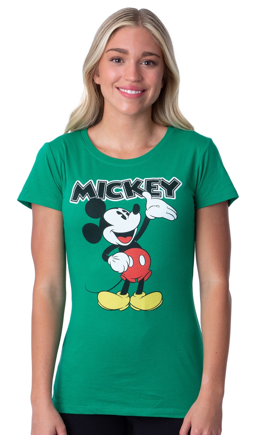 Disney Womens' Classic Comfy Mickey Mouse Character Crewneck Shirt Top ...