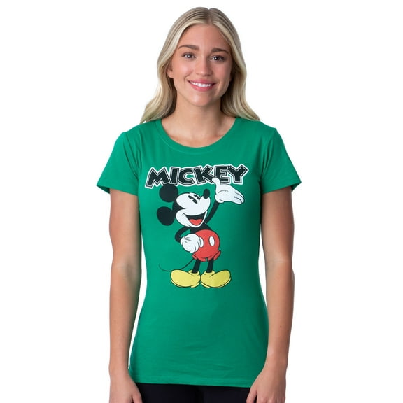 Disney Womens' Classic Comfy Mickey Mouse Character Crewneck Shirt Top