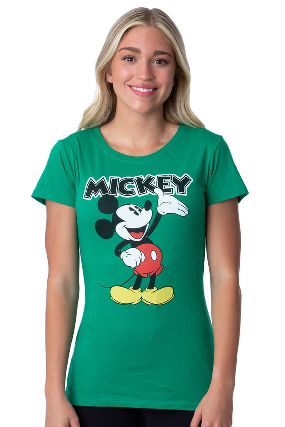 Disney Womens' Classic Comfy Mickey Mouse Character Crewneck Shirt Top