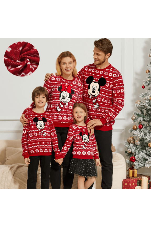 Womens Fleece Sweatshirts Family Matching Minnie Mouse Ugly Christmas Graphic Crewneck Sweatshirts
