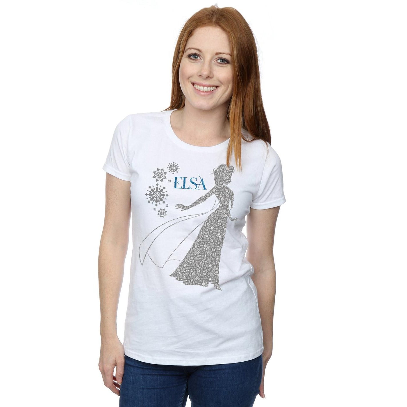 Disney Womens Frozen Elsa Christmas Silhouette Cotton T-Shirt - Walmart