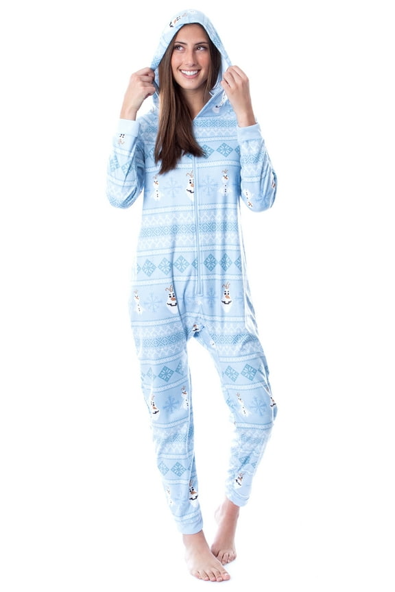 Disney Womens' Frozen Olaf Sweater Sleep Pajama Jumpsuit Union Suit