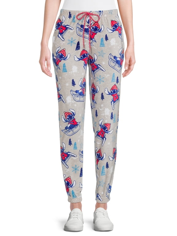 Womens Gray Stitch Alien Joggers Sleep Pants Pajama Bottoms Medium