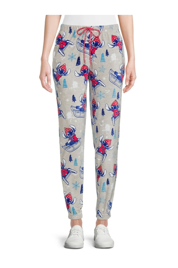 Womens Gray Stitch Alien Joggers Sleep Pants Pajama Bottoms Medium