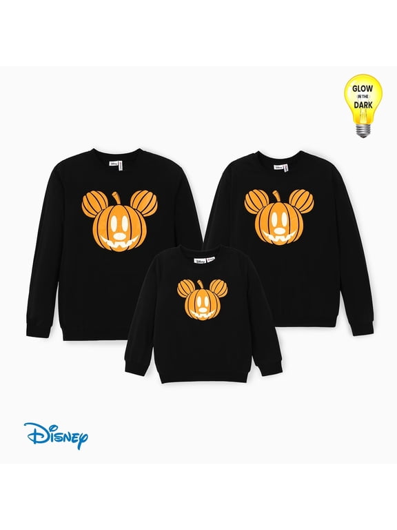 Womens Halloween Sweatshirts Mickey Mouse Glow in the Dark Pumpkin Family Matching Outfits Gifts