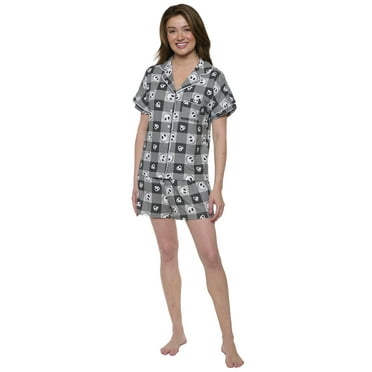 Disney Womens Jack Skellington 2 Piece Button Shirt and Short Pajama Lounge Set