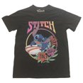 thumbnail image 1 of Disney Womens Jrs Black Floral Stitch Surfs Up T-Shirt Tee Shirt Small, 1 of 2