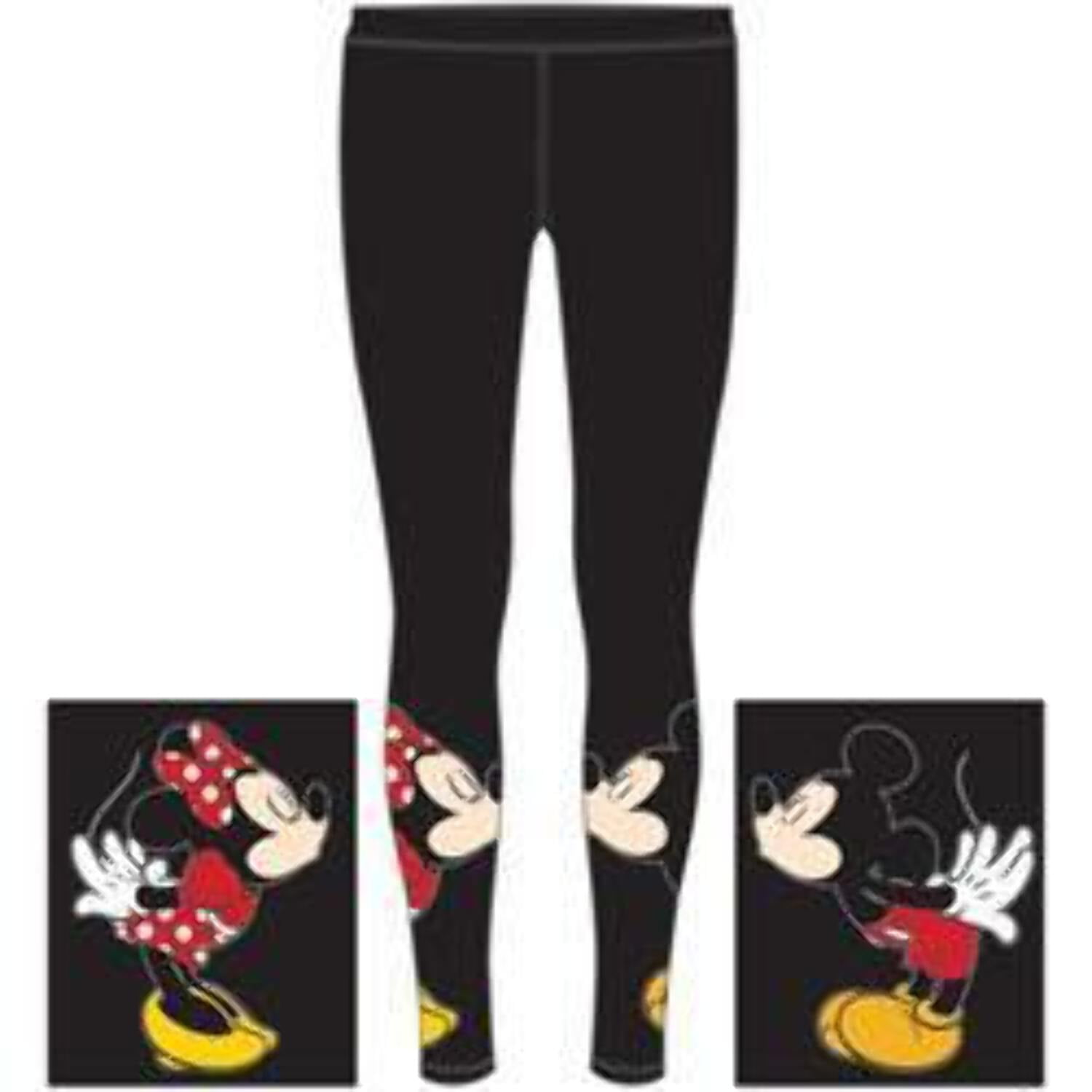 Disney Womens (Jrs) Black Mickey & Minnie Mouse Leggings Stretch Pants  X-Large