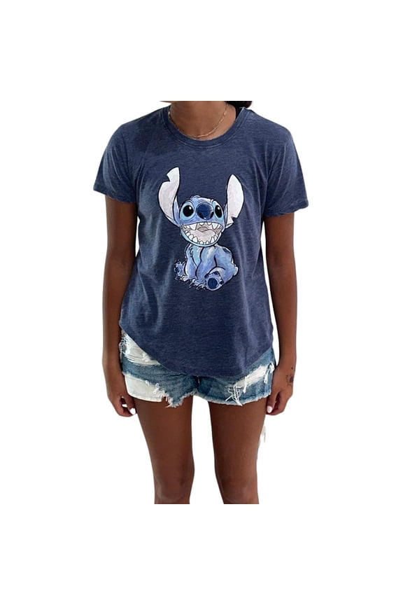 Lilo & Stitch Juniors Graphic T-Shirt Stitch Tee for Women, Short Sleeve, Sizes XXS-3XL