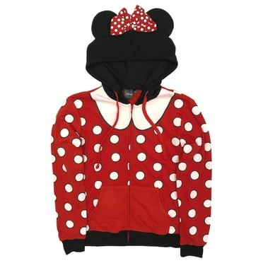 Disney Womens (Juniors) Red Polka Dot Minnie Mouse Hoodie Sweatshirt 2X