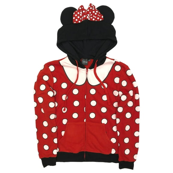 Disney Womens (Juniors) Red Polka Dot Minnie Mouse Hoodie Sweatshirt 2X
