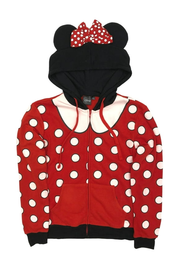 Womens (Juniors) Red Polka Dot Minnie Mouse Hoodie Sweatshirt 2X