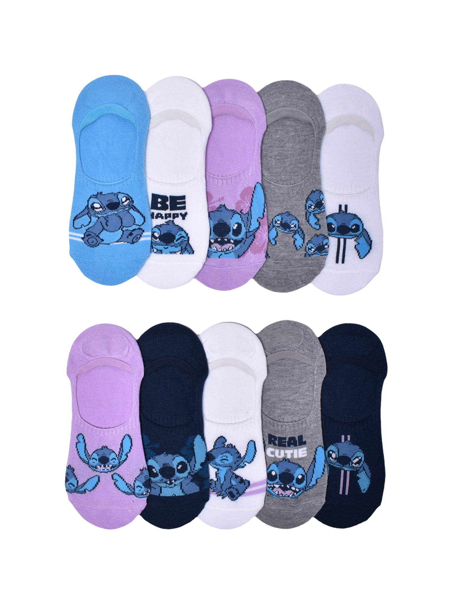 Disney Womens' Lilo and Stitch Graphic Liner Socks, 10-Pack, Shoe Size ...
