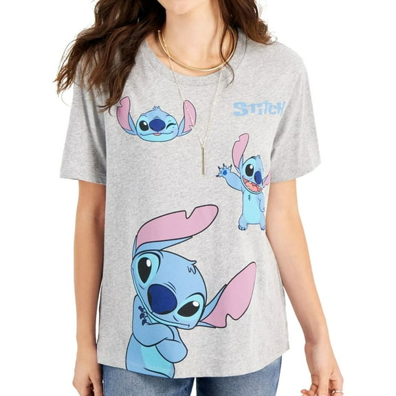 Disney Womens Signature Graphic T-Shirt, Grey, Juniors, Small