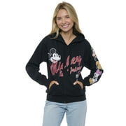 Disney Womens Mickey Mouse & Friends Hoodie Sweatshirt Black Zip Up